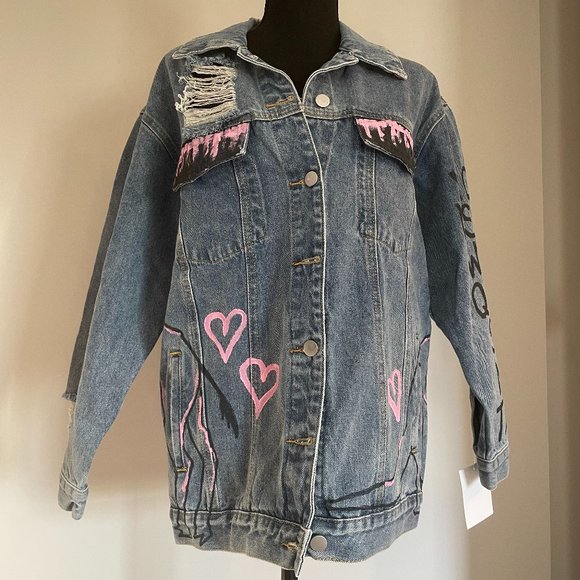 Wren+Glory Hand Painted Jean Jacket - Picture 1 of 9